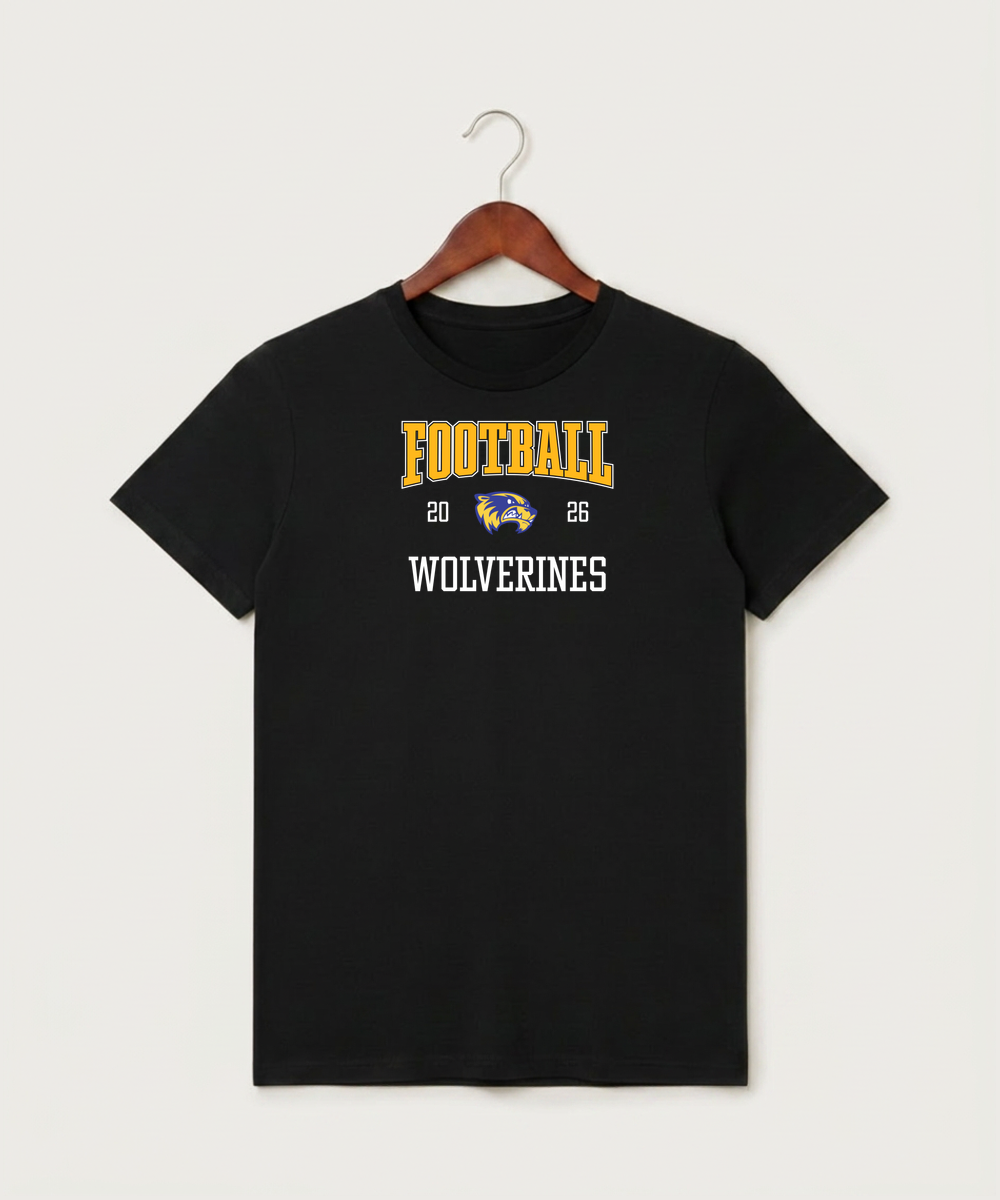 Wadena Deer Creek High School Football (Boys) - Black T-Shirt - Full Front