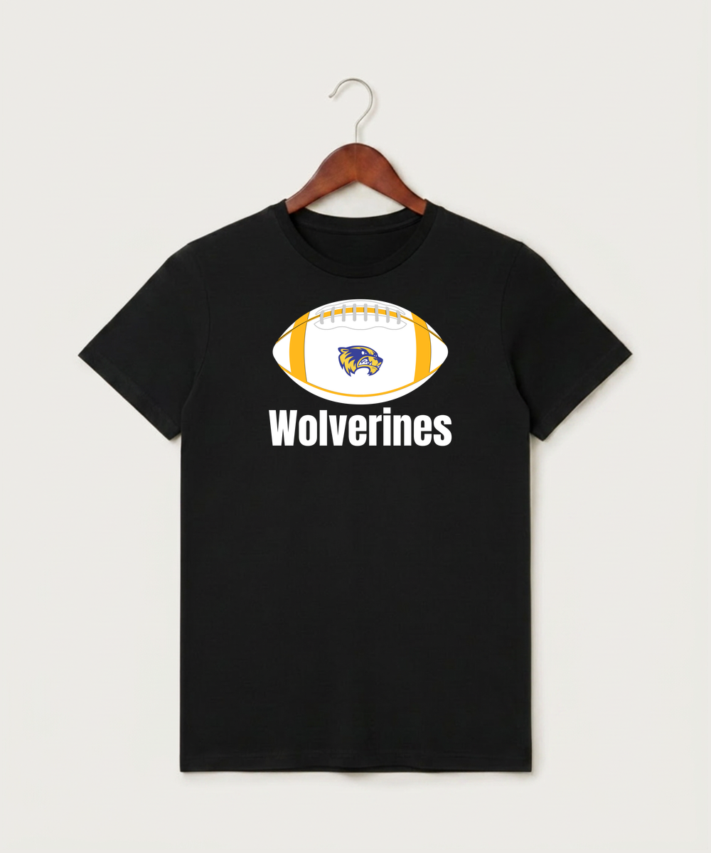 Wadena Deer Creek High School Football (Boys) - Black T-Shirt - Full Front