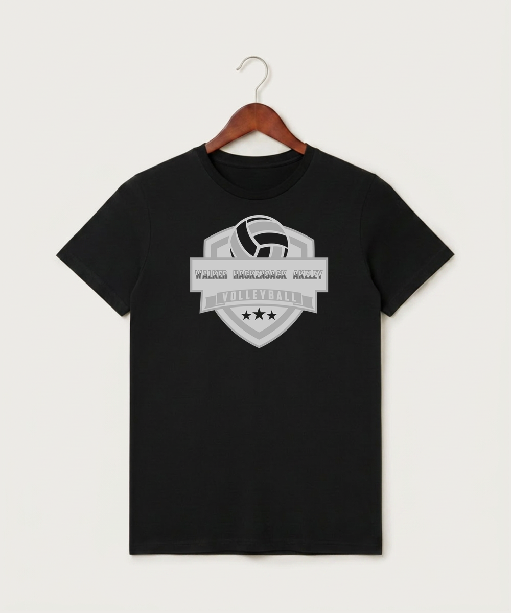 Walker Hackensack Akeley Volleyball (Girls) - Black T-Shirt - Full Front