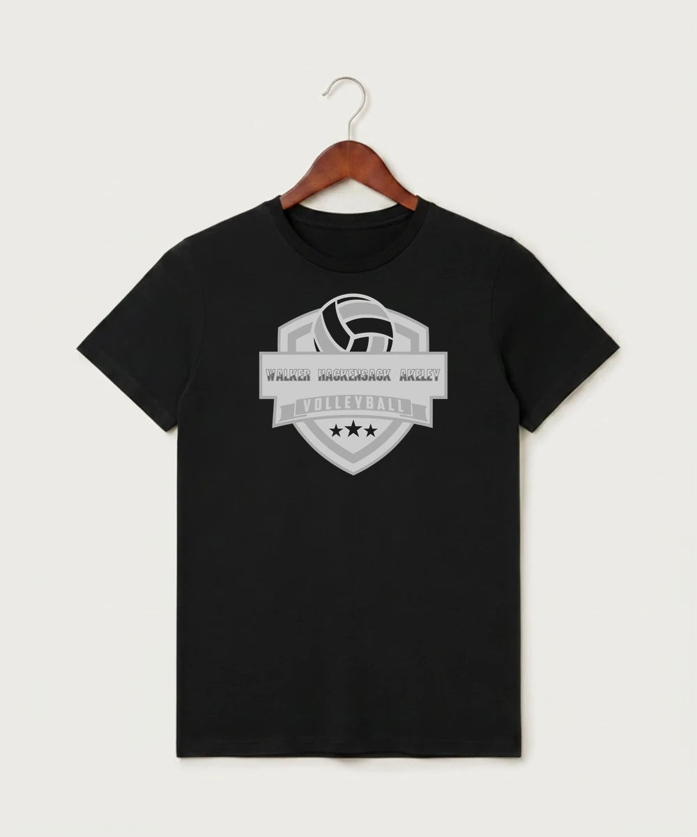 Walker Hackensack Akeley Volleyball (Girls) - Black T-Shirt - Full Front