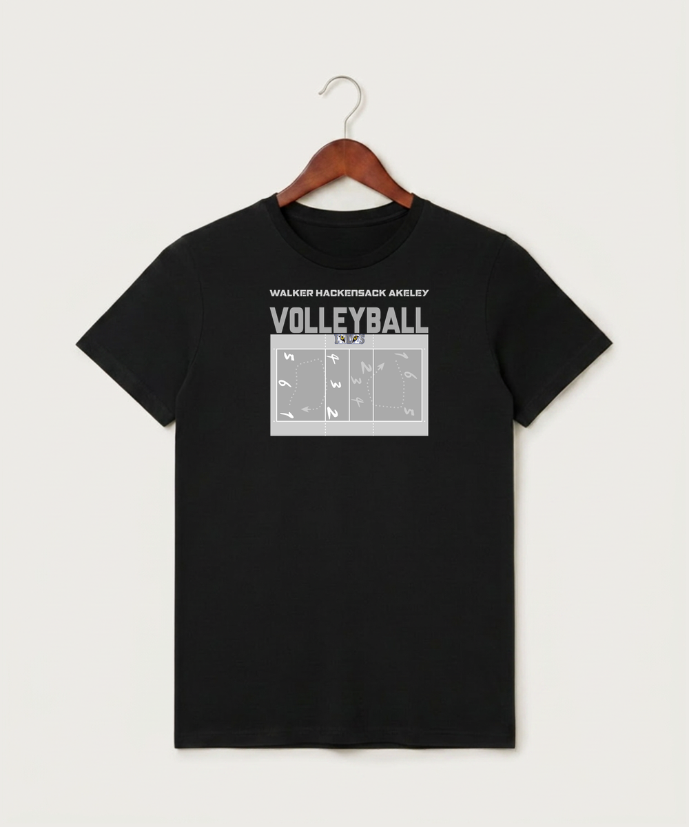 Walker Hackensack Akeley Volleyball (Girls) - Black T-Shirt - Full Front