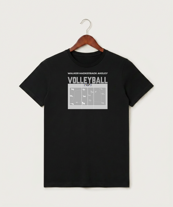 Walker Hackensack Akeley Volleyball (Girls) - Black T-Shirt - Full Front