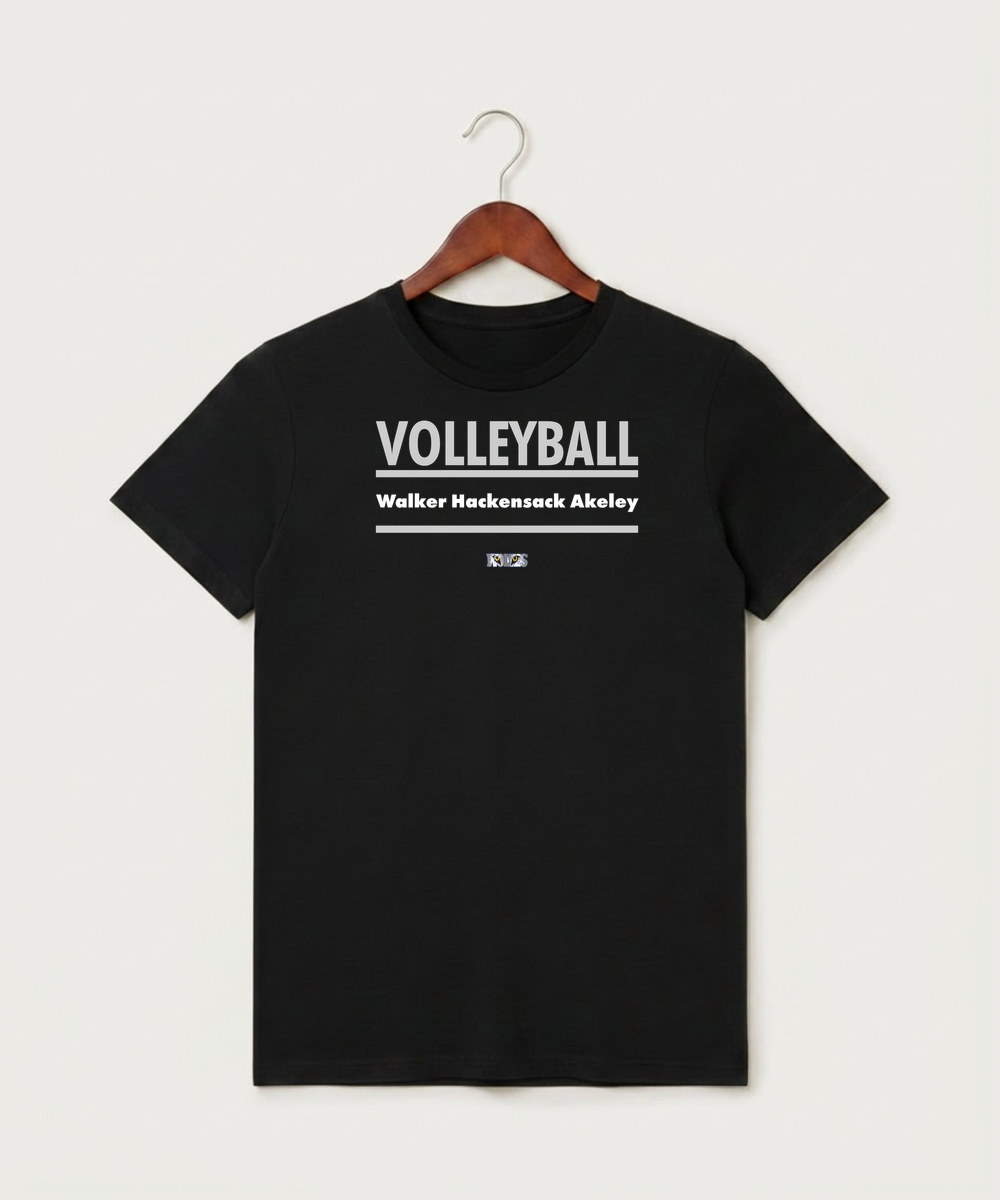 Walker Hackensack Akeley Volleyball (Girls) - Black T-Shirt - Full Front