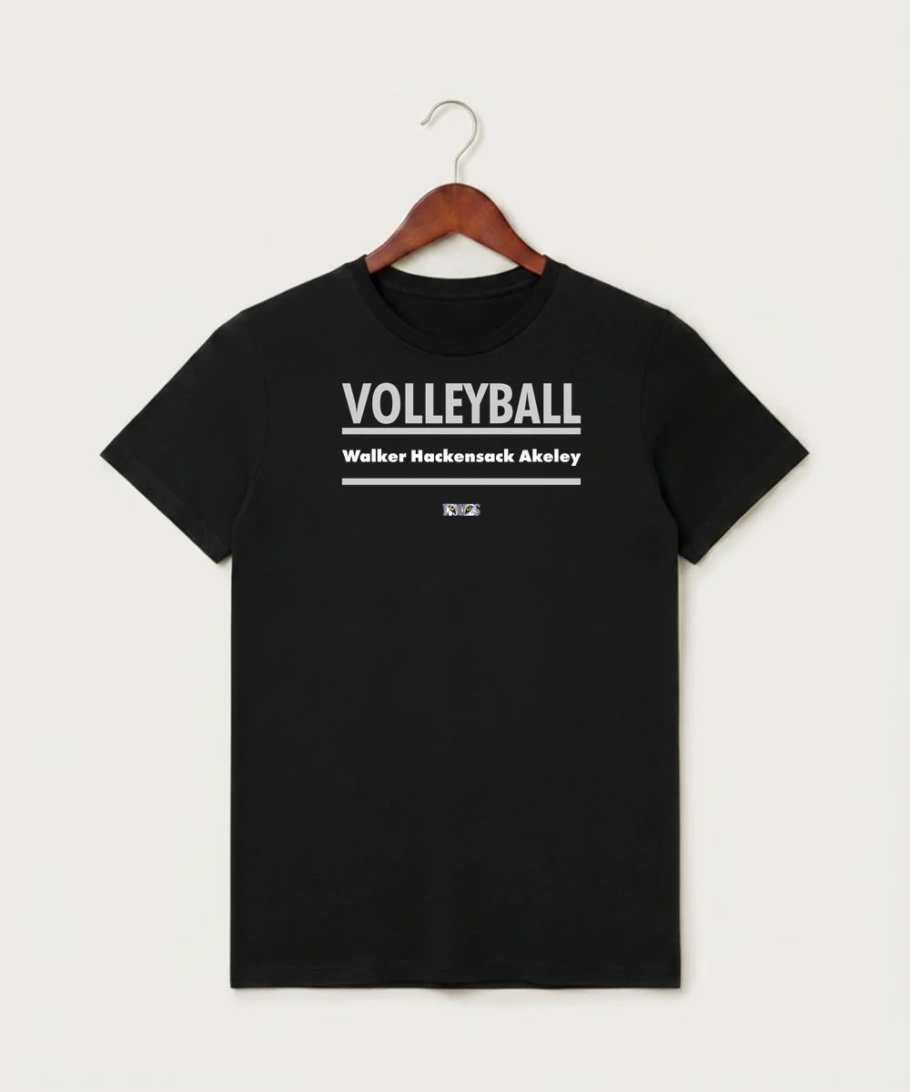 Walker Hackensack Akeley Volleyball (Girls) - Black T-Shirt - Full Front
