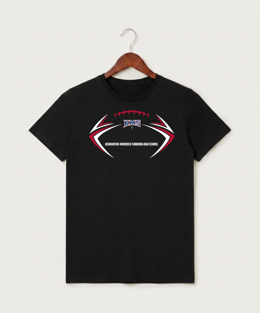 Kerkhoven-Murdock-Sunburg High School Football (Boys) - Black T-Shirt - Full Front