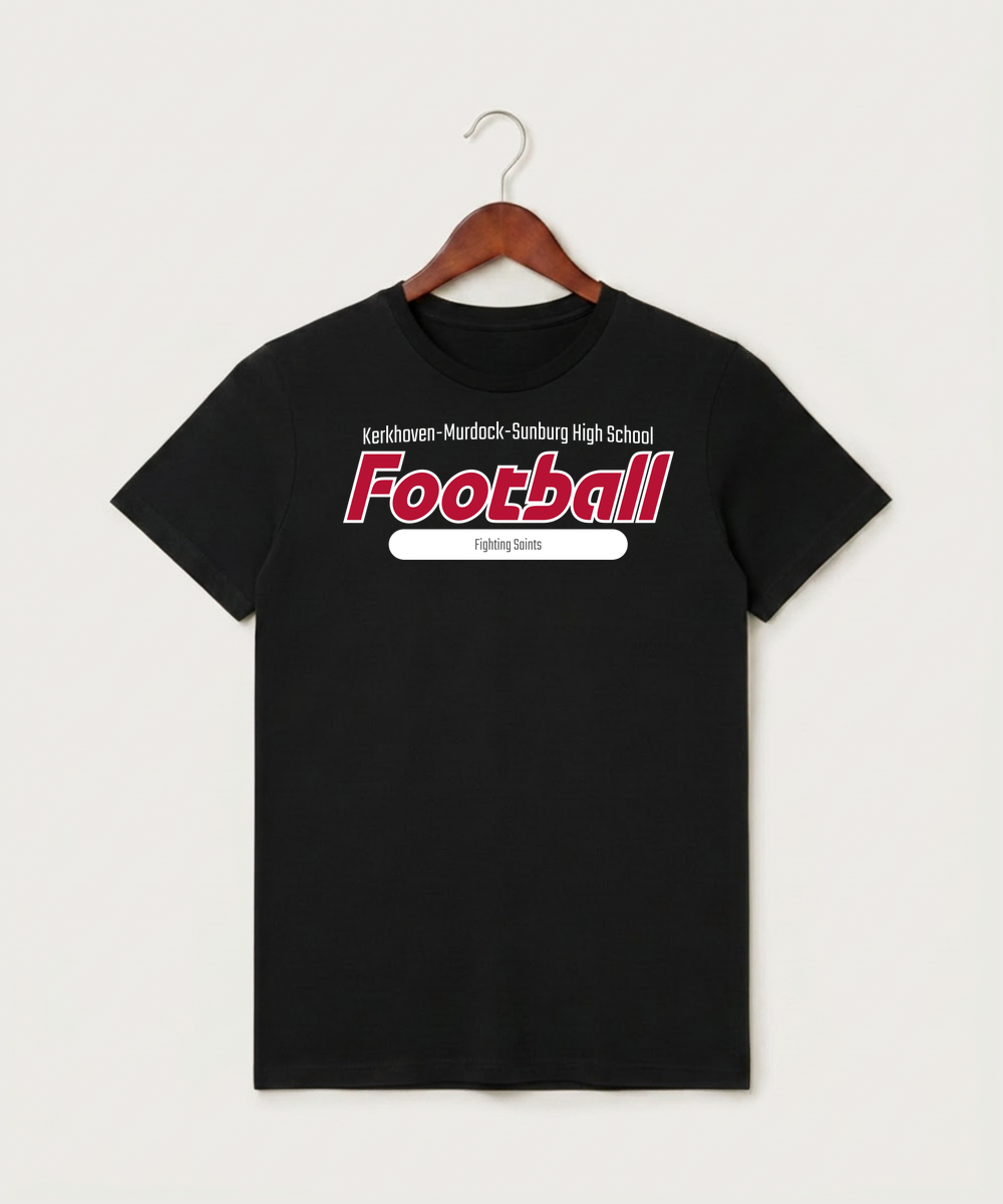 Kerkhoven-Murdock-Sunburg High School Football (Boys) - Black T-Shirt - Full Front