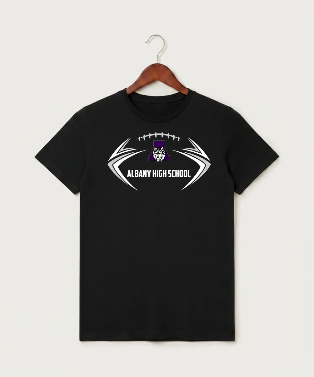 Albany High School Football (Boys) - Black T-Shirt - Full Front