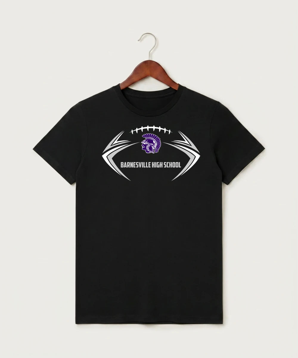 Barnesville High School Football (Boys) - Black T-Shirt - Full Front