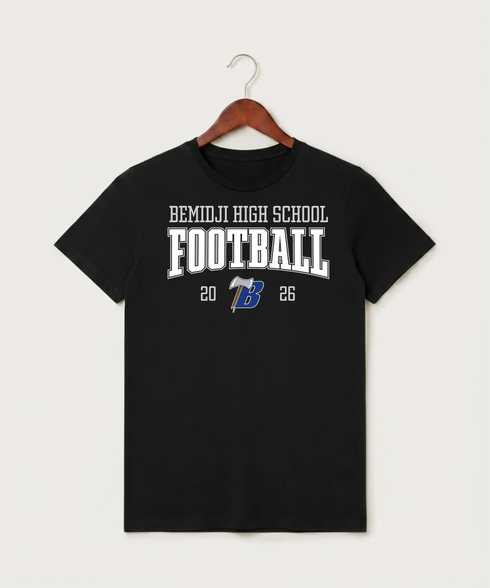 Bemidji High School Football (Boys) - Black T-Shirt - Full Front