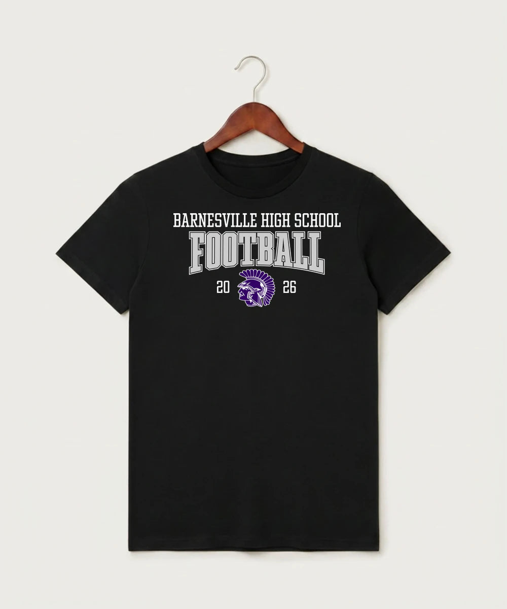 Barnesville High School Football (Boys) - Black T-Shirt - Full Front