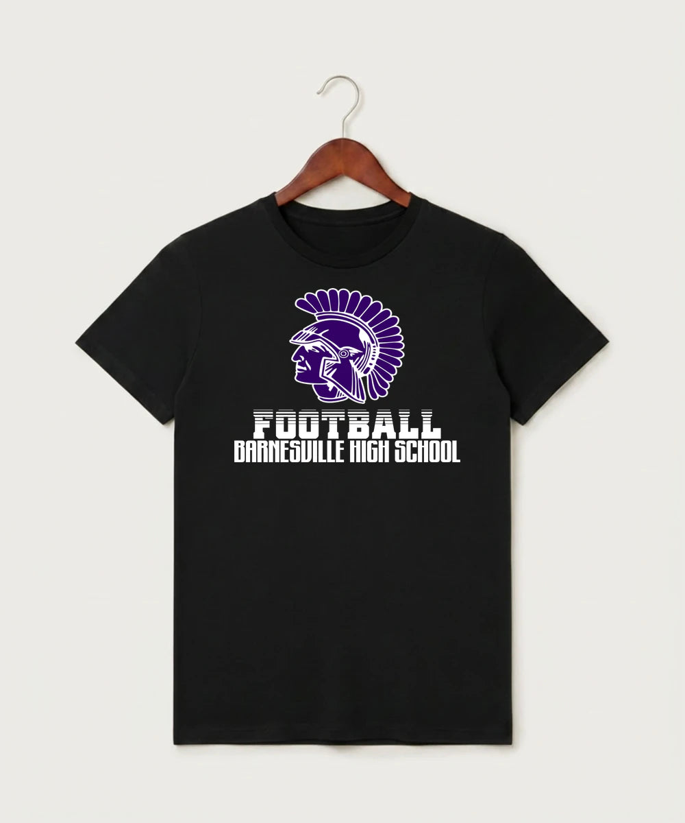 Barnesville High School Football (Boys) - Black T-Shirt - Full Front