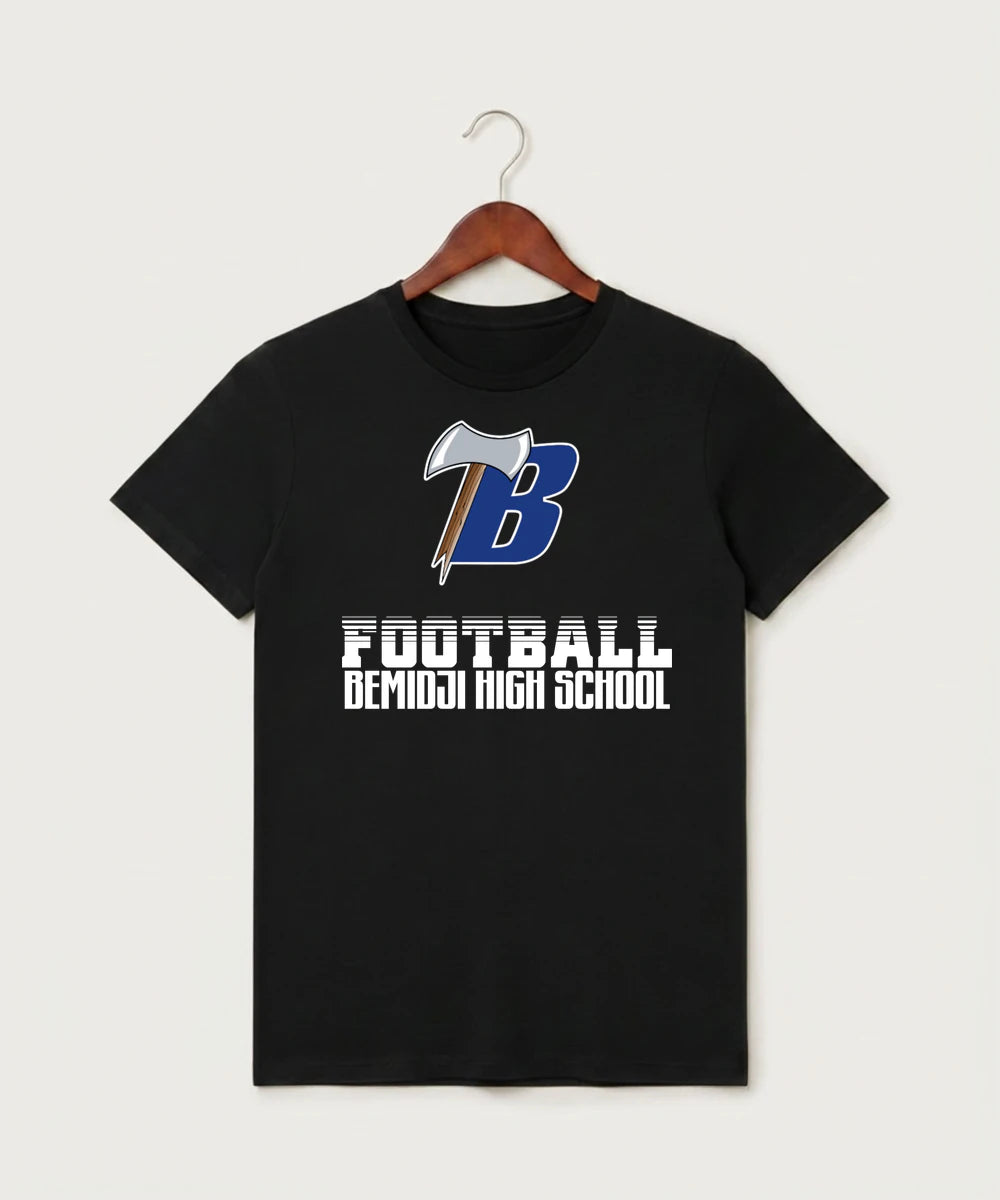 Bemidji High School Football (Boys) - Black T-Shirt - Full Front