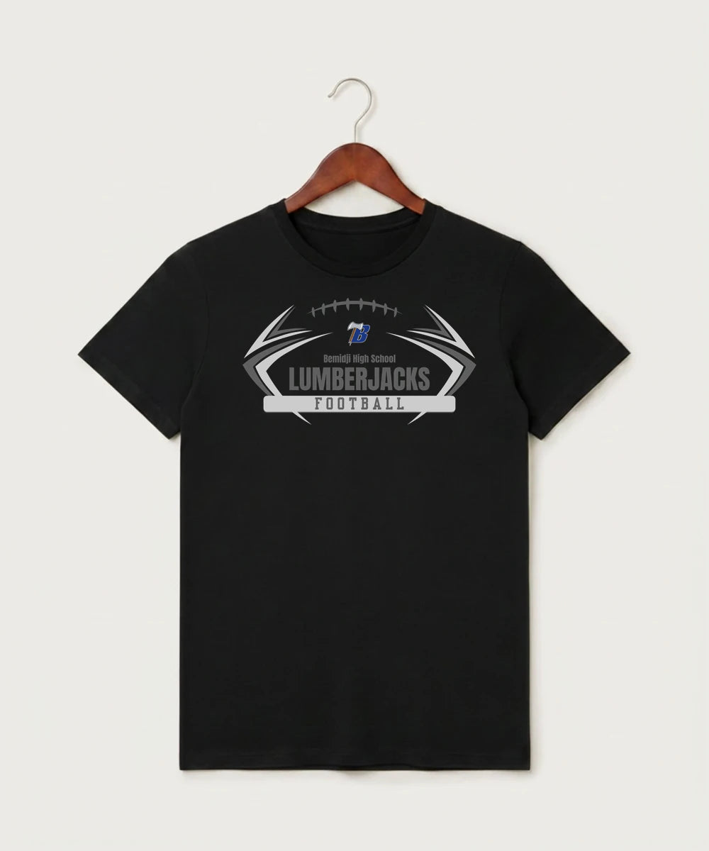 Bemidji High School Football (Boys) - Black T-Shirt - Full Front