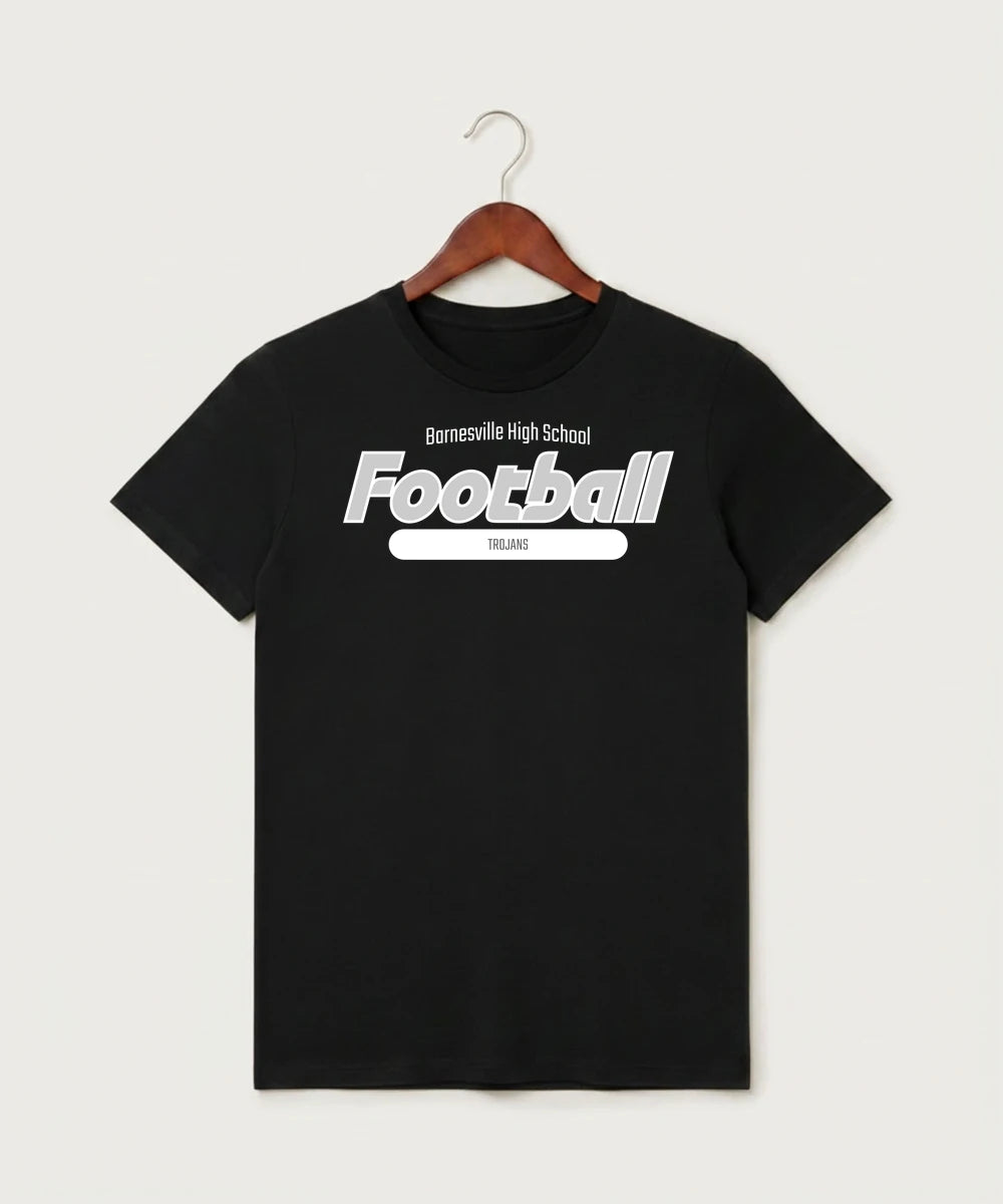 Barnesville High School Football (Boys) - Black T-Shirt - Full Front