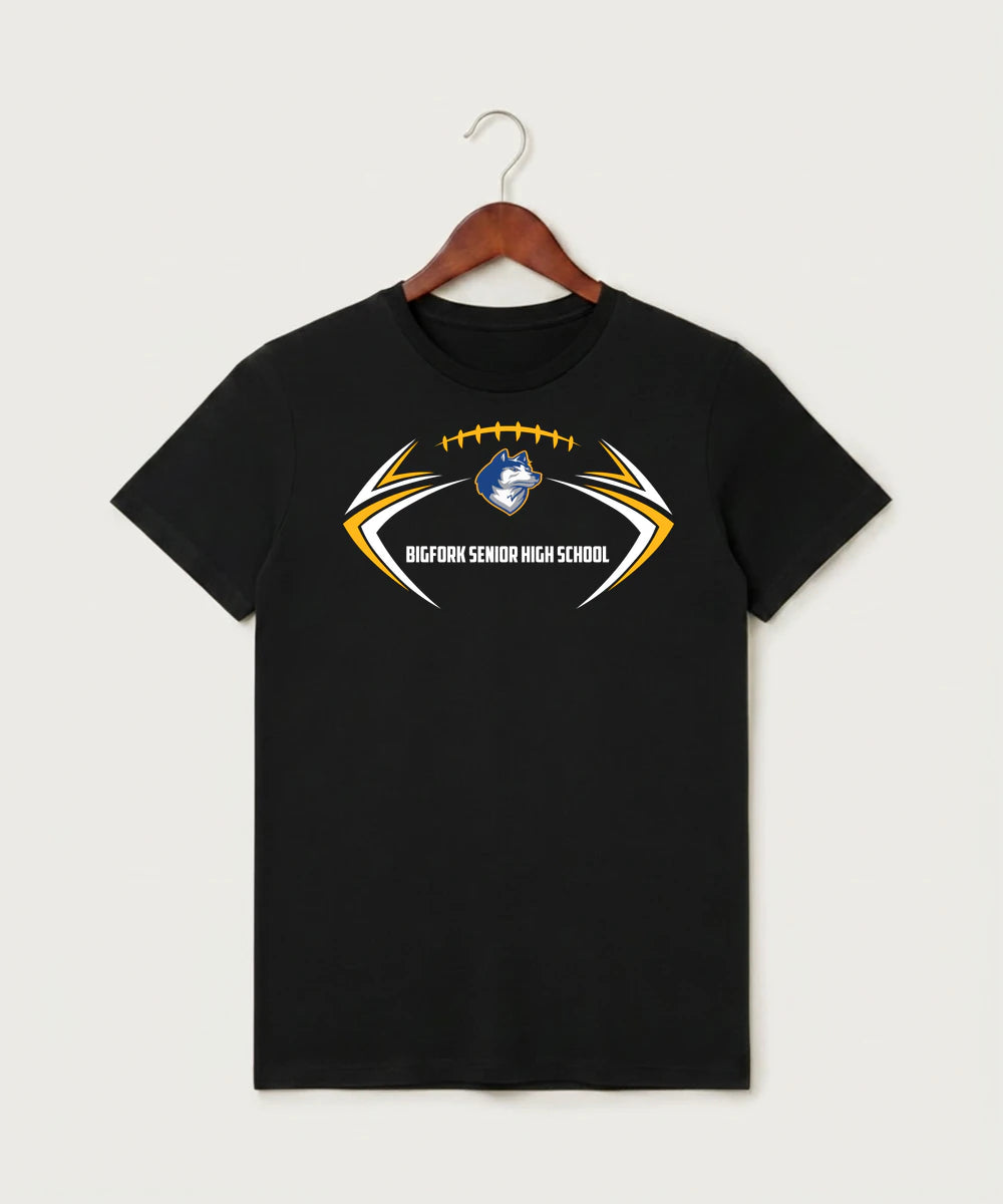 Bigfork Senior High School Football (Boys) - Black T-Shirt - Full Front