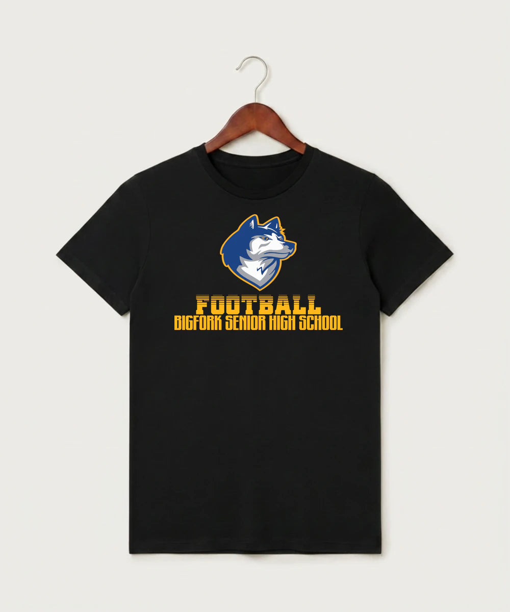 Bigfork Senior High School Football (Boys) - Black T-Shirt - Full Front