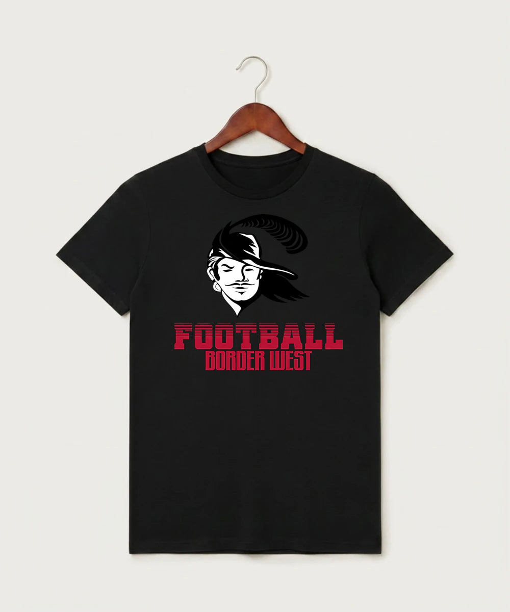 Border West Football (Boys) - Black T-Shirt - Full Front