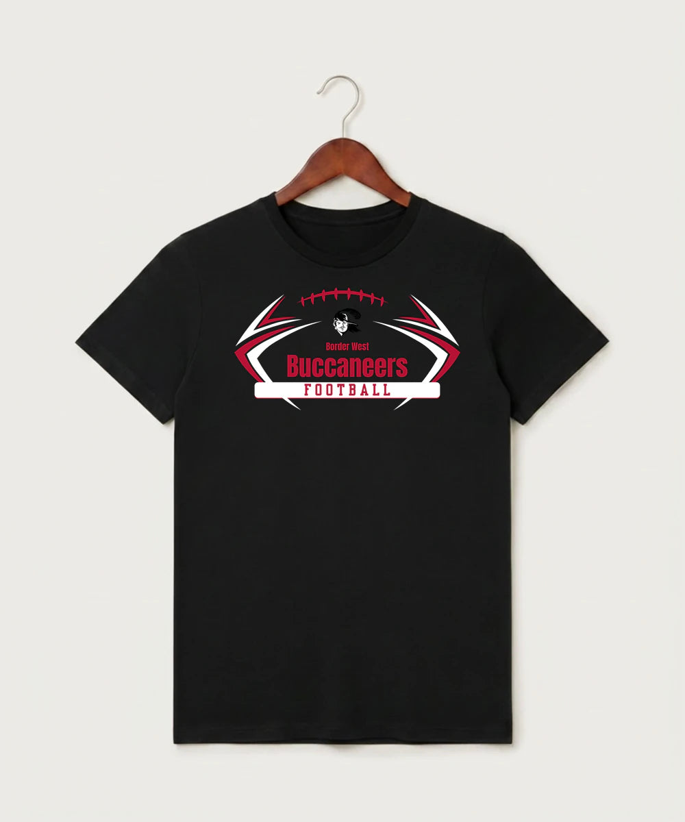 Border West Football (Boys) - Black T-Shirt - Full Front