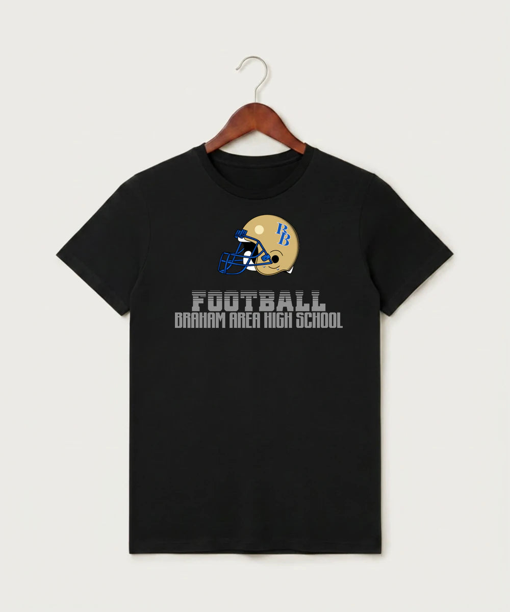 Braham Area High School Football (Boys) - Black T-Shirt - Full Front