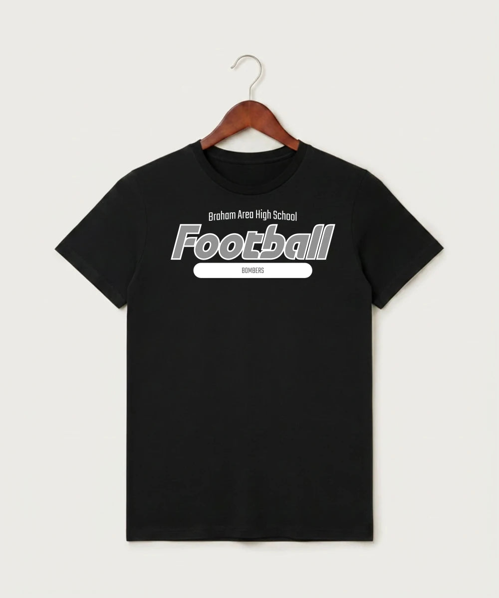 Braham Area High School Football (Boys) - Black T-Shirt - Full Front
