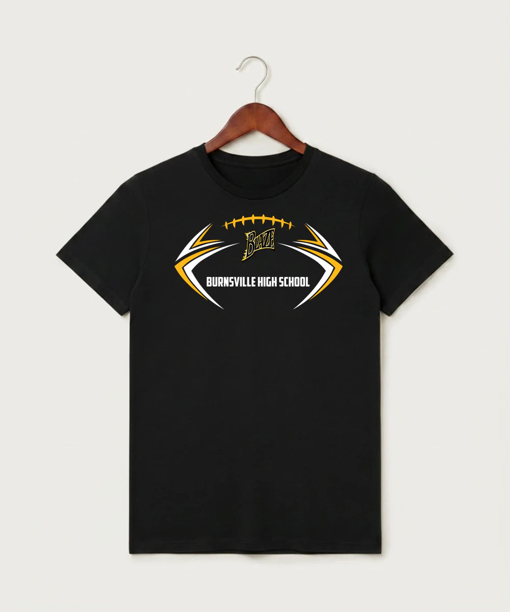 Burnsville High School Football (Boys) - Black T-Shirt - Full Front