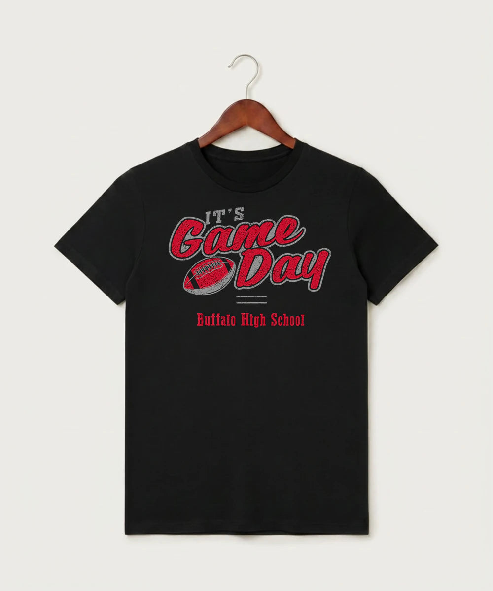 Buffalo High School Football (Boys) - Black T-Shirt - Full Front