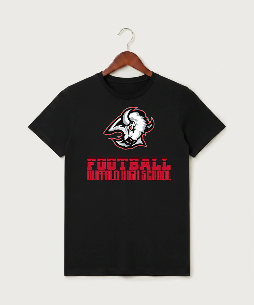 Buffalo High School Football (Boys) - Black T-Shirt - Full Front