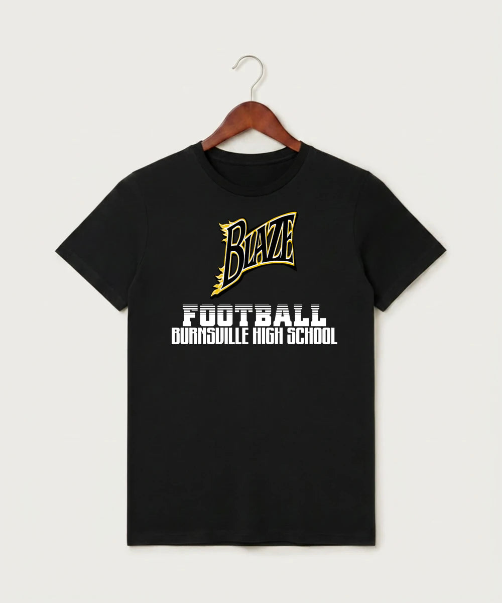 Burnsville High School Football (Boys) - Black T-Shirt - Full Front