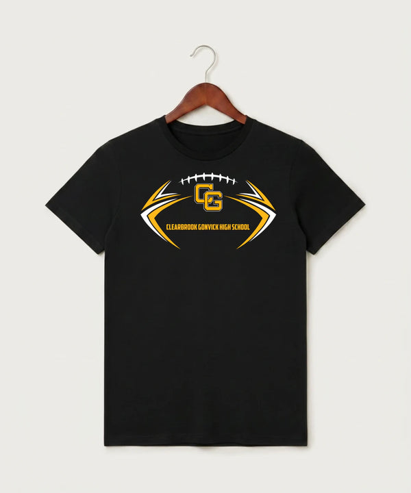 Clearbrook Gonvick High School Football (Boys) - Black T-Shirt - Full Front
