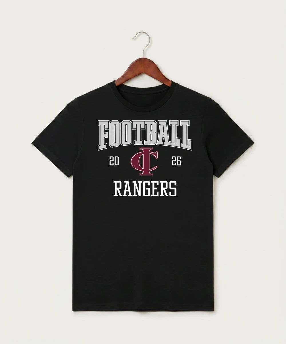 Crosby Ironton High School Football (Boys) - Black T-Shirt - Full Front