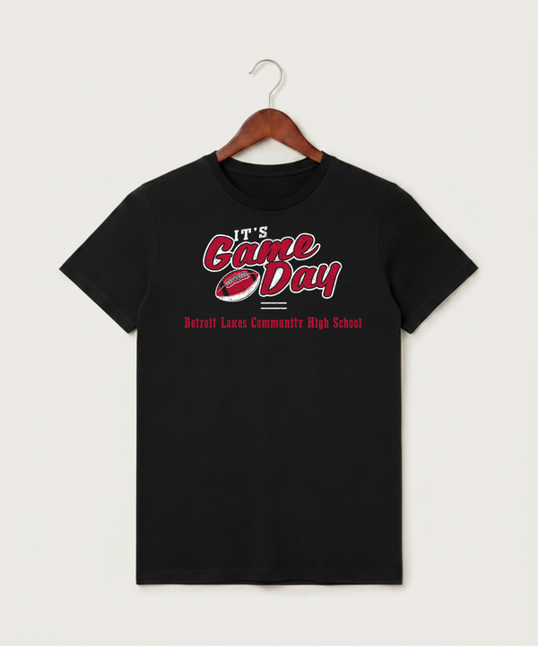 Detroit Lakes Community High School Football (Boys) - Black T-Shirt - Full Front