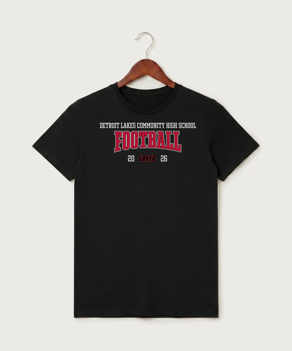 Detroit Lakes Community High School Football (Boys) - Black T-Shirt - Full Front