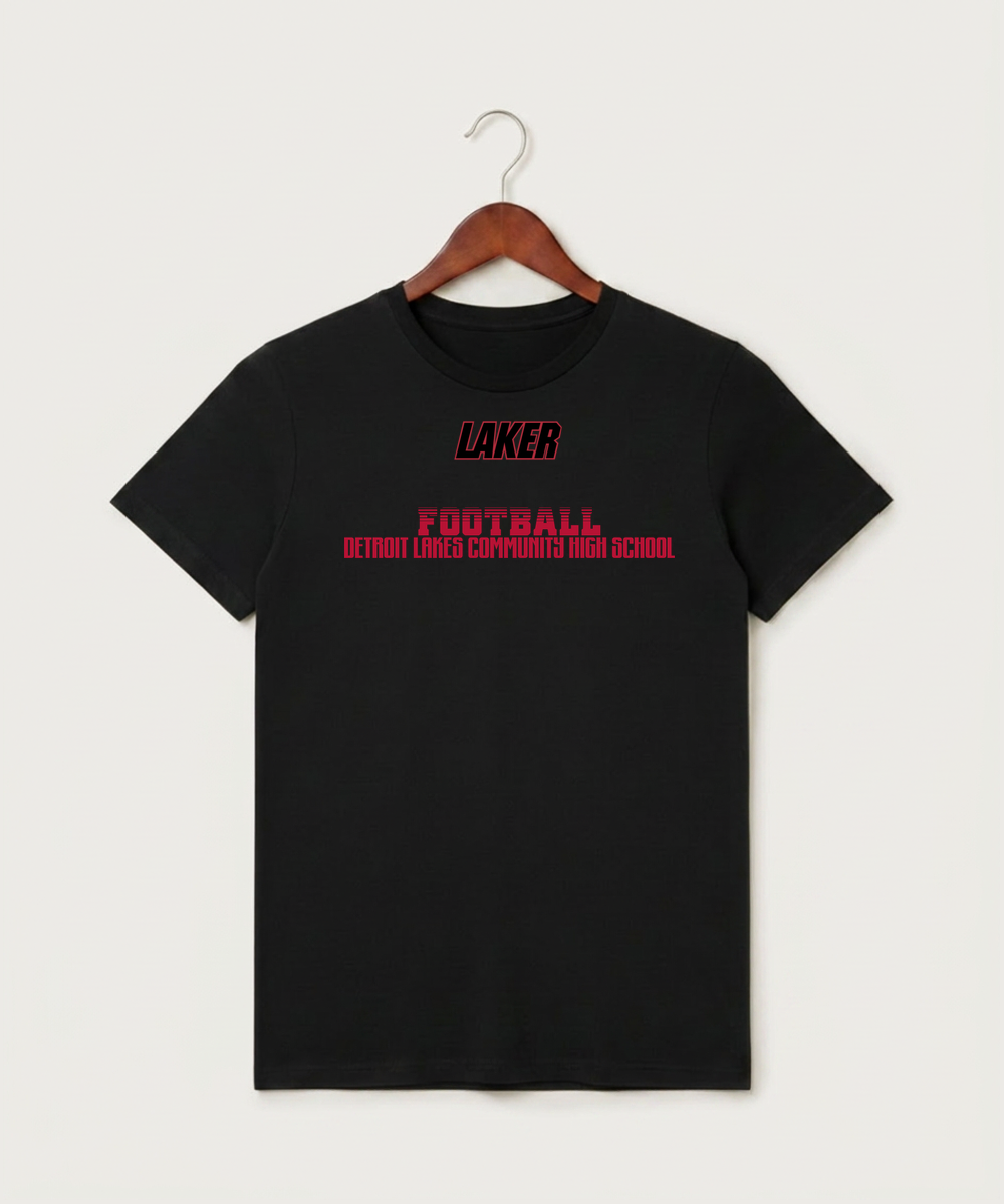 Detroit Lakes Community High School Football (Boys) - Black T-Shirt - Full Front