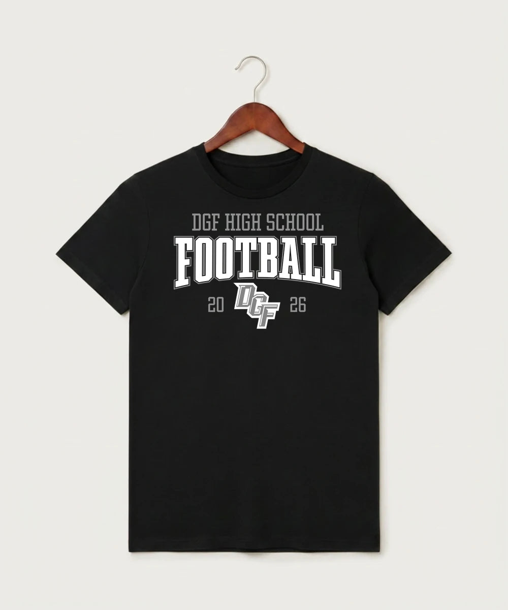 DGF High School Football (Boys) - Black T-Shirt - Full Front