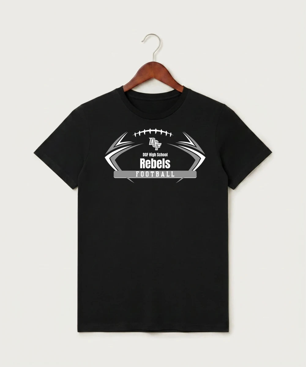 DGF High School Football (Boys) - Black T-Shirt - Full Front