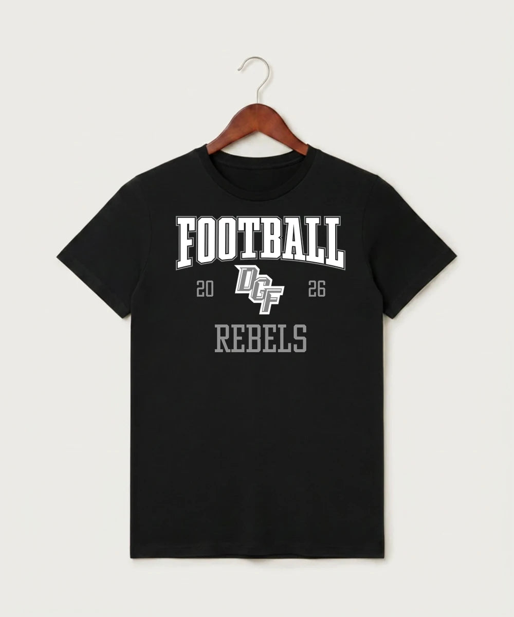 DGF High School Football (Boys) - Black T-Shirt - Full Front