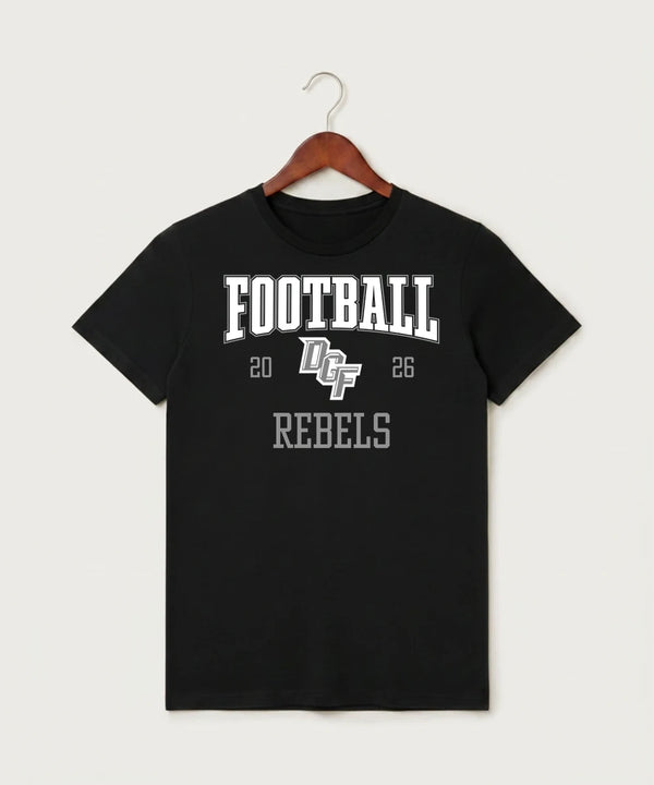 DGF High School Football (Boys) - Black T-Shirt - Full Front
