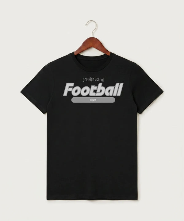 DGF High School Football (Boys) - Black T-Shirt - Full Front