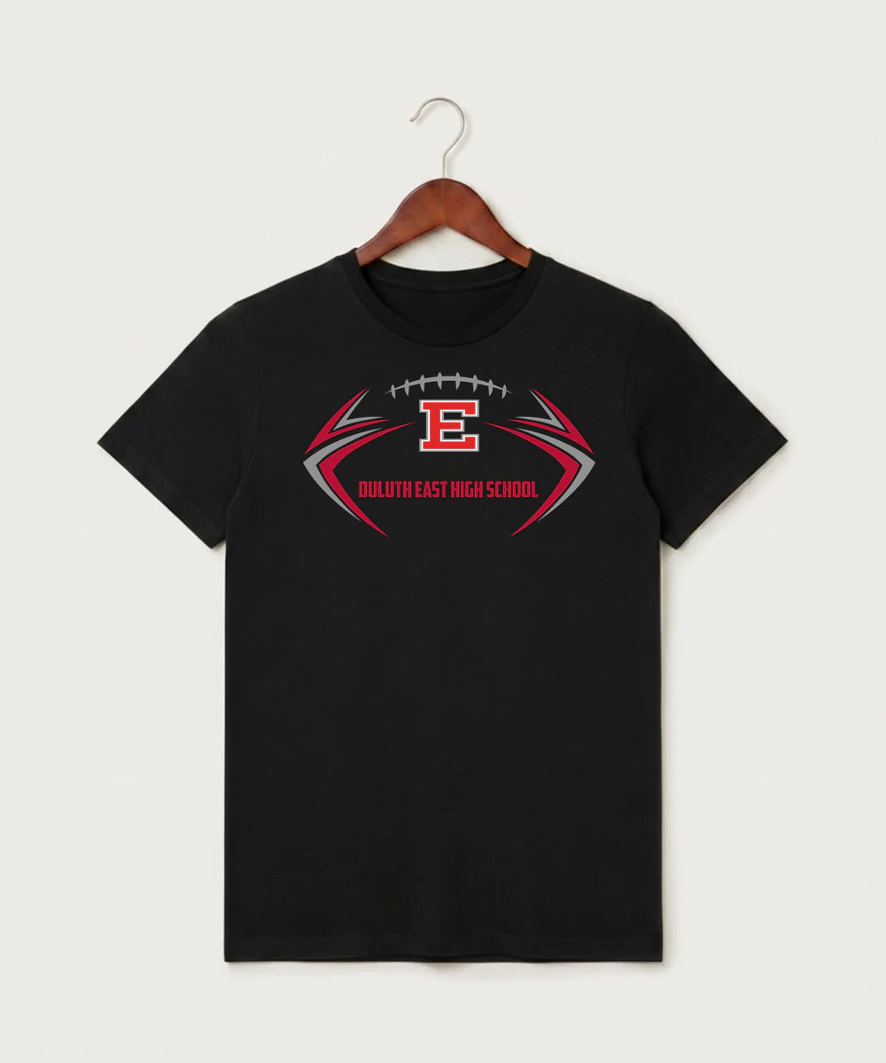 Duluth East High School Football (Boys) - Black T-Shirt - Full Front