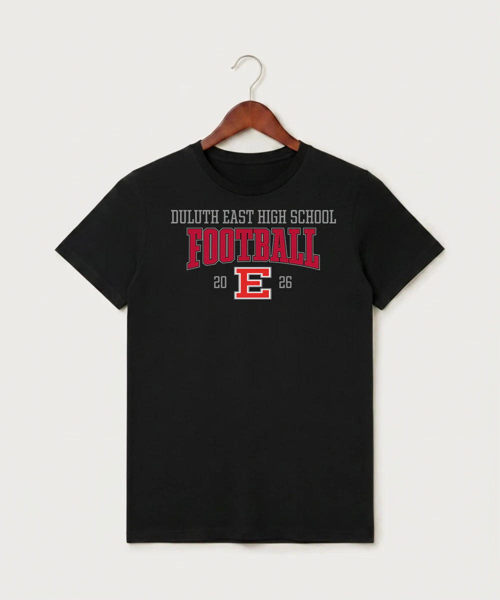 Duluth East High School Football (Boys) - Black T-Shirt - Full Front