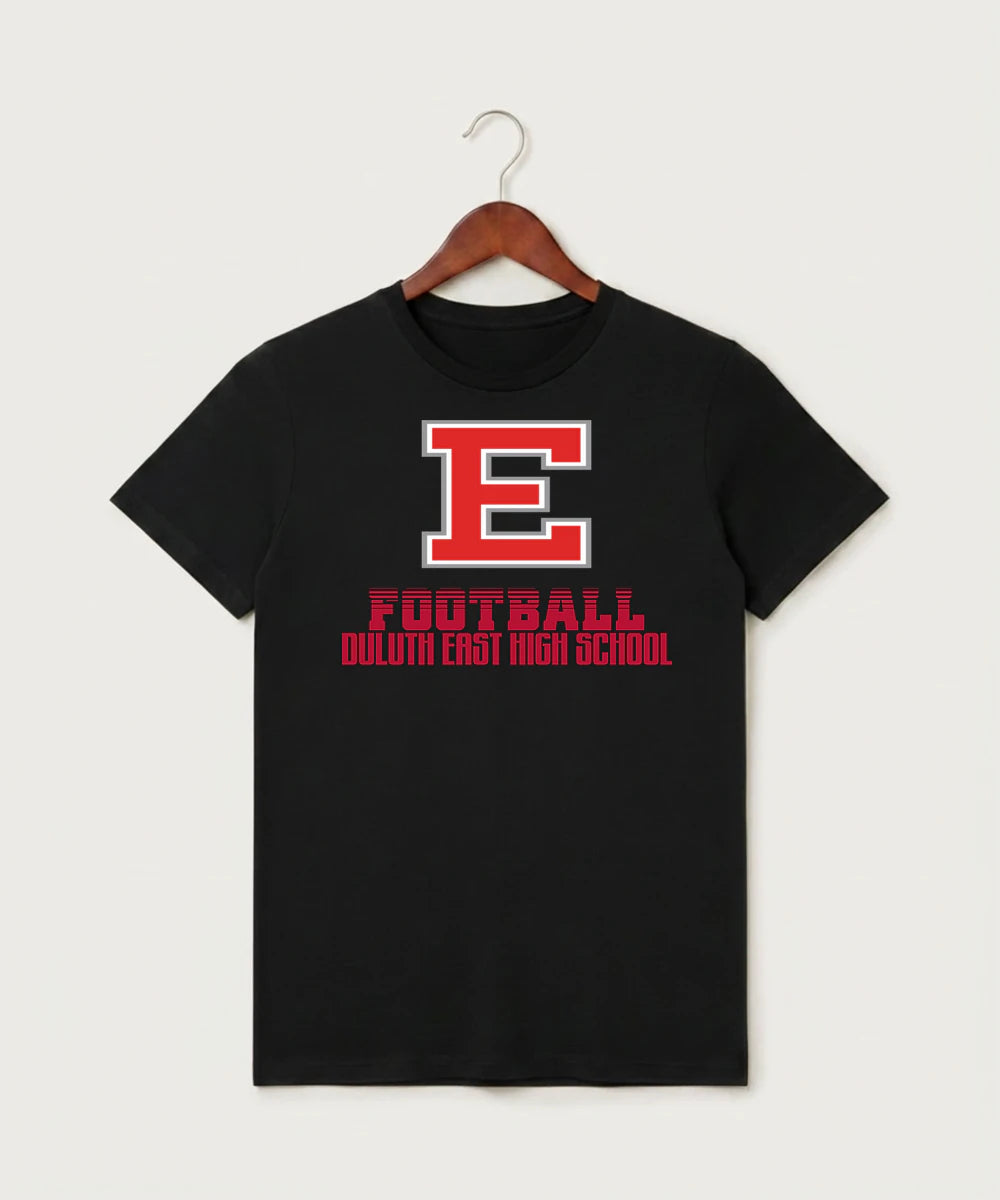 Duluth East High School Football (Boys) - Black T-Shirt - Full Front
