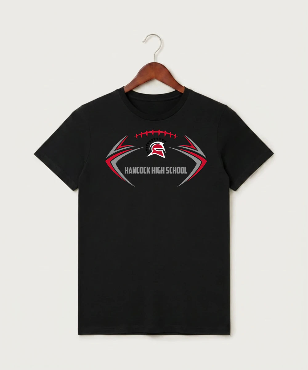 Hancock High School Football (Boys) - Black T-Shirt - Full Front