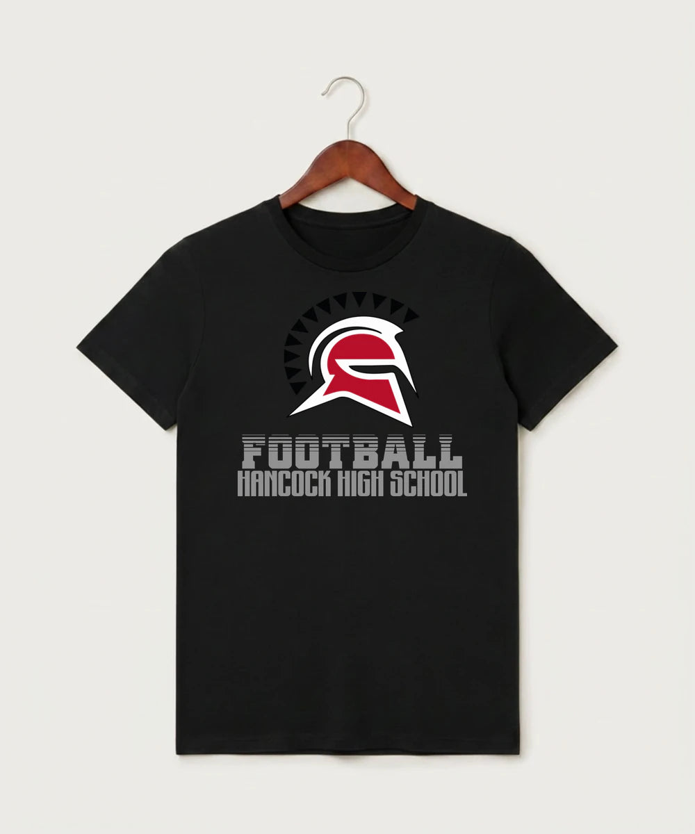 Hancock High School Football (Boys) - Black T-Shirt - Full Front