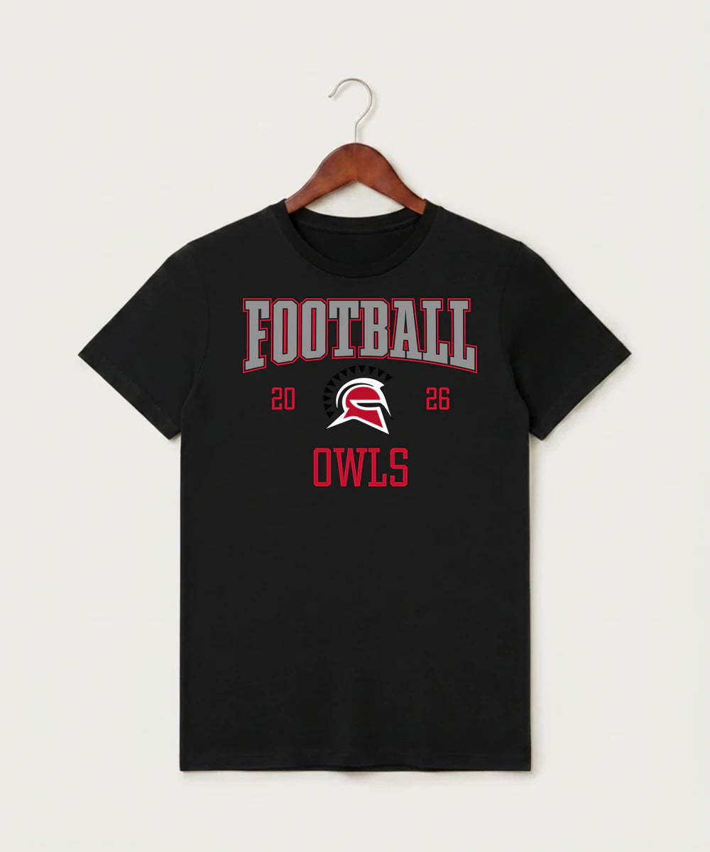 Hancock High School Football (Boys) - Black T-Shirt - Full Front
