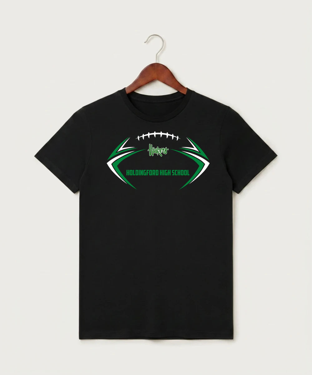 Holdingford High School Football (Boys) - Black T-Shirt - Full Front