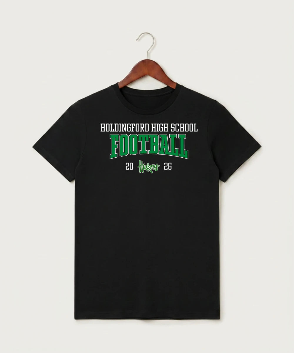 Holdingford High School Football (Boys) - Black T-Shirt - Full Front
