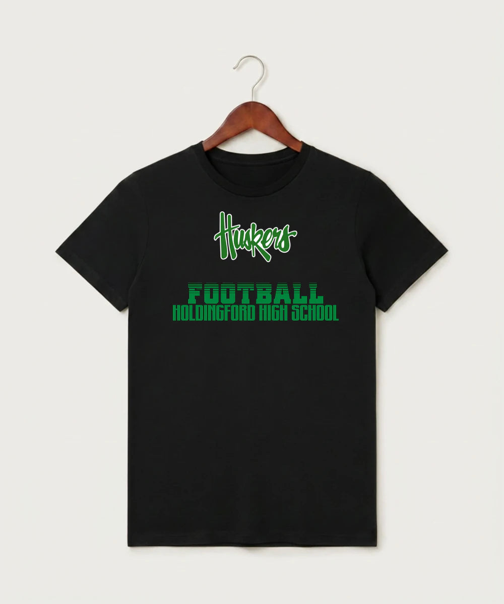 Holdingford High School Football (Boys) - Black T-Shirt - Full Front