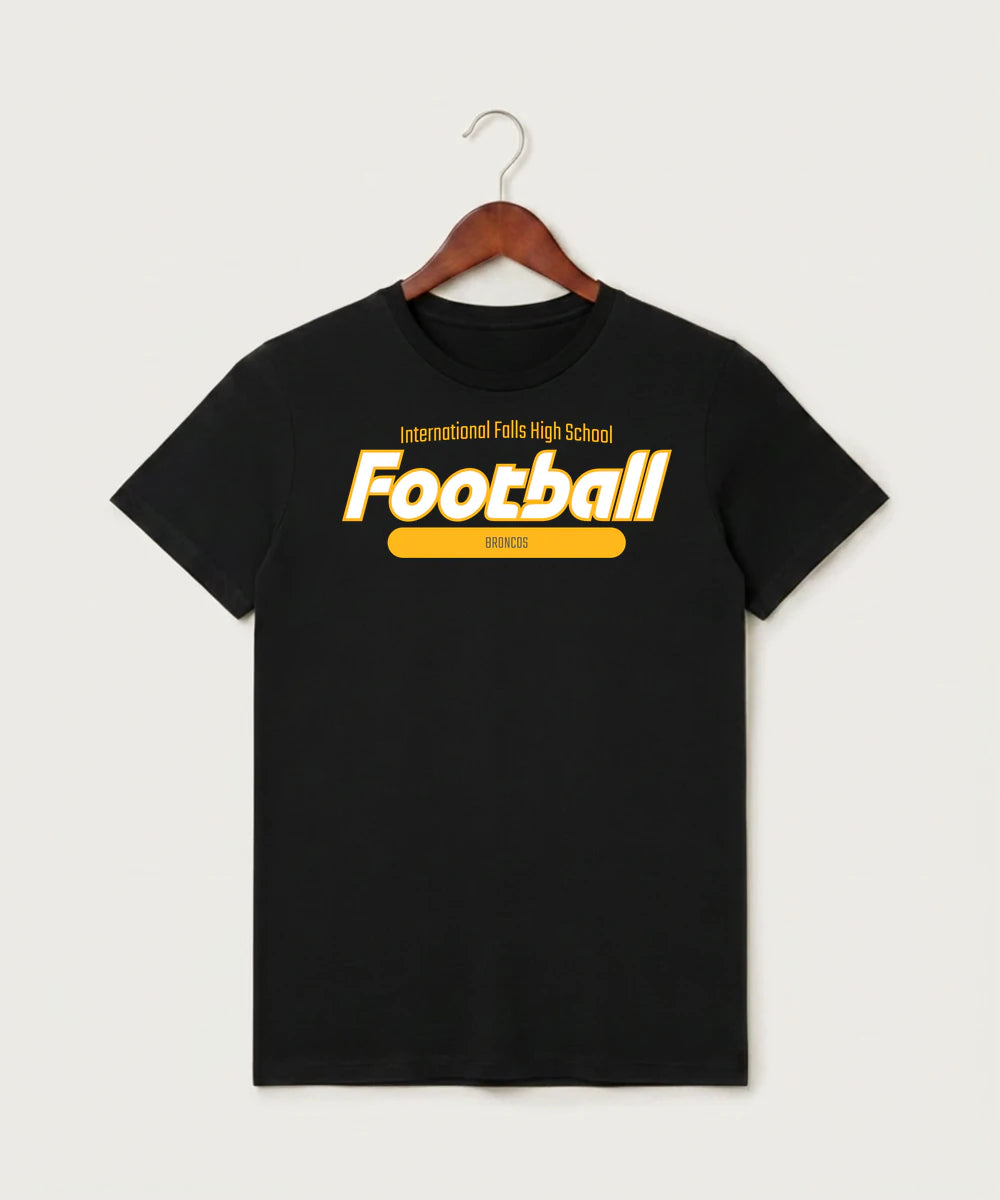 International Falls High School Football (Boys) - Black T-Shirt - Full Front