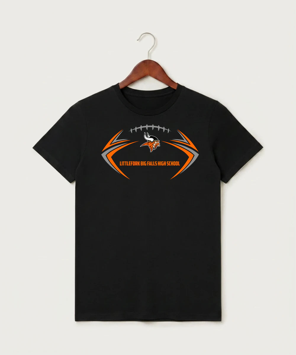 Littlefork Big Falls High School Football (Boys) - Black T-Shirt - Full Front