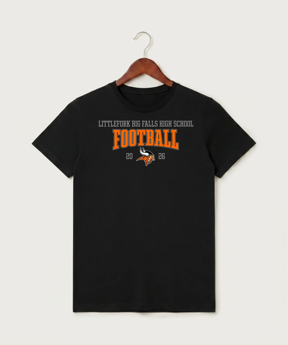 Littlefork Big Falls High School Football (Boys) - Black T-Shirt - Full Front